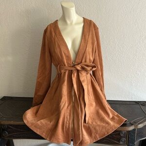 Faux suede, camel colored jacket by triple seven NWOT*